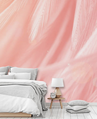 Pastel Pink Feather Print Mural
