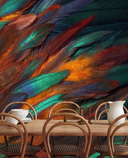 Papel pintado con estampado de plumas decadentes