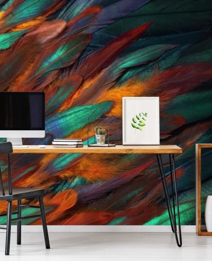 Decadent Feather Print Wallpaper