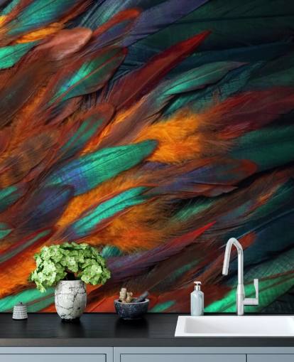 Decadent Feather Print Wallpaper