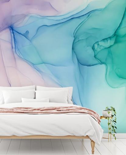 Purple Blue and Green Watercolour Wallpaper