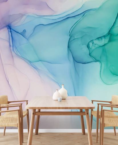 Paars blauw en groen aquarelbehang