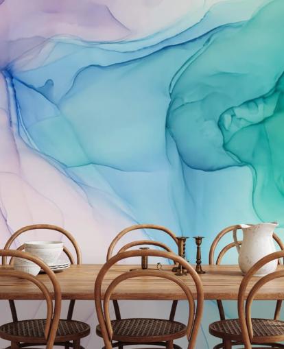 Purple Blue and Green Watercolour Wallpaper