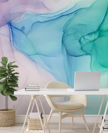 Papel de parede de aquarela azul e verde roxo