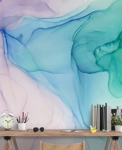 Papel pintado Acuarela Morada Azul y Verde Papel pintado Acuarela Morada Azul y Verde