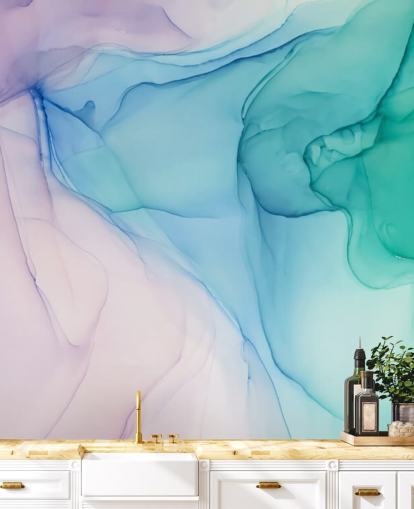 Papel de parede de aquarela azul e verde roxo