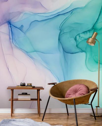 Papel de parede de aquarela azul e verde roxo