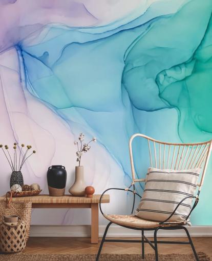 Purple Blue and Green Watercolour Wallpaper Purple Blue and Green Watercolour Wallpaper