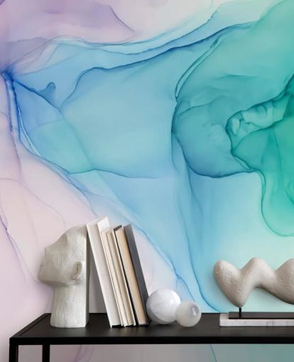 Papel pintado Acuarela Morada Azul y Verde