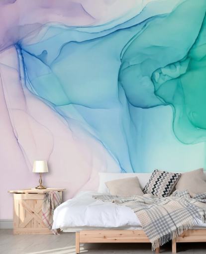 Purple Blue and Green Watercolour Wallpaper