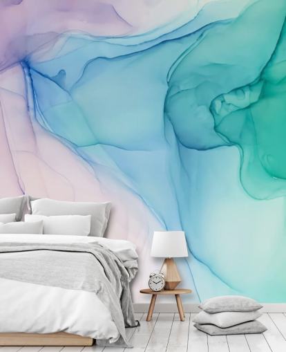 Lila, blaue und grüne Aquarell-Tapete Lila, blaue und grüne Aquarell-Tapete