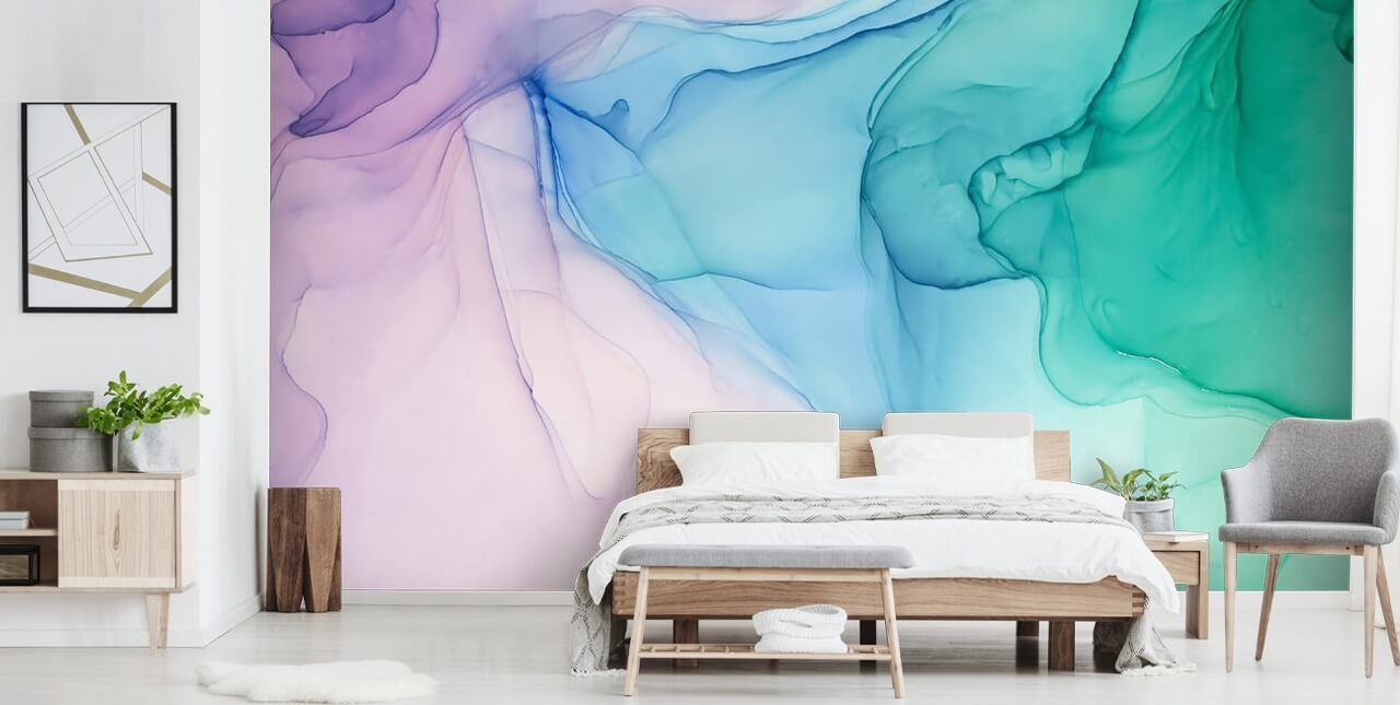 Violetti sininen ja vihreä akvarelli taustakuva