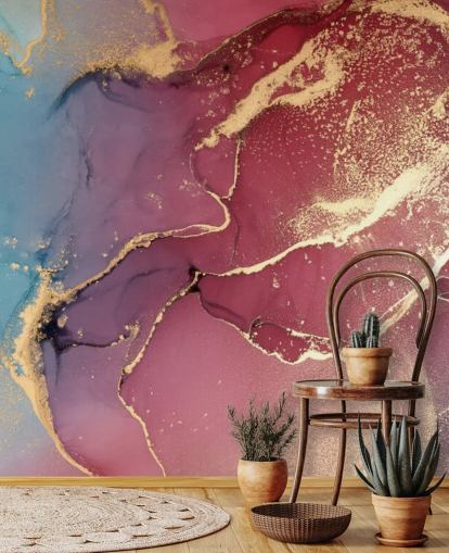 mural de papel de parede em aquarela roxa e azul chamado Aquarela roxa e azul para quartos e banheiros