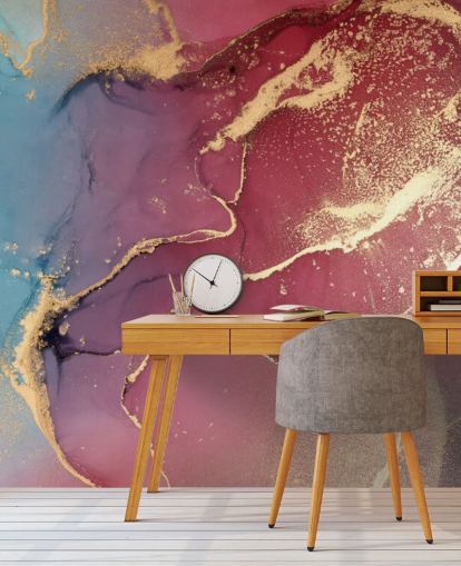 mural de papel pintado de acuarela púrpura y azul llamado Acuarela púrpura y azul para dormitorios y baños