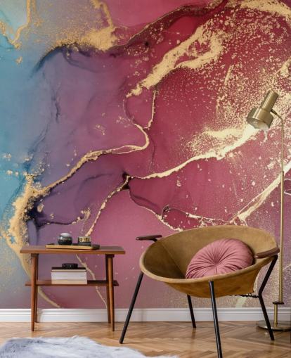 mural de papel pintado de acuarela púrpura y azul llamado Acuarela púrpura y azul para dormitorios y baños