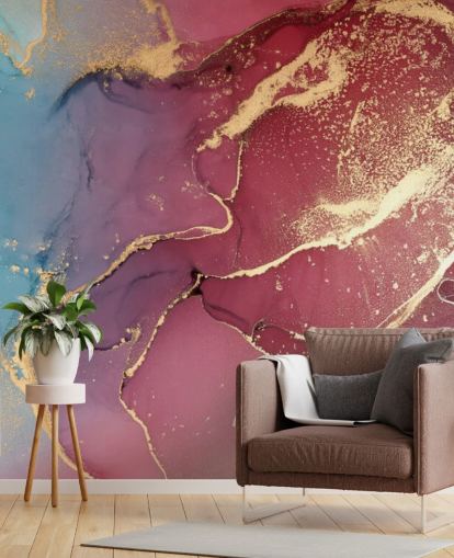 paarse en blauwe aquarel behangmuurschildering genaamd Purple and Blue Watercolour voor slaapkamers en badkamers paarse en blauwe aquarel behangmuurschildering genaamd Purple and Blue Watercolour voor slaapkamers en badkamers