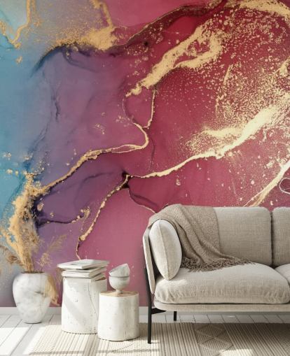 mural de papel pintado de acuarela púrpura y azul llamado Acuarela púrpura y azul para dormitorios y baños