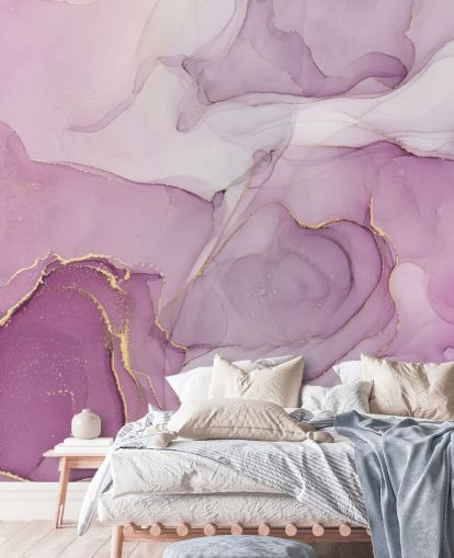 Violetti ja violetti pyörre vesiväri seinämaalaus