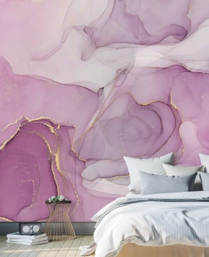 Lilla og Lilla Swirl Akvarel Mural