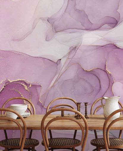 Lilla og Lilla Swirl Akvarel Mural