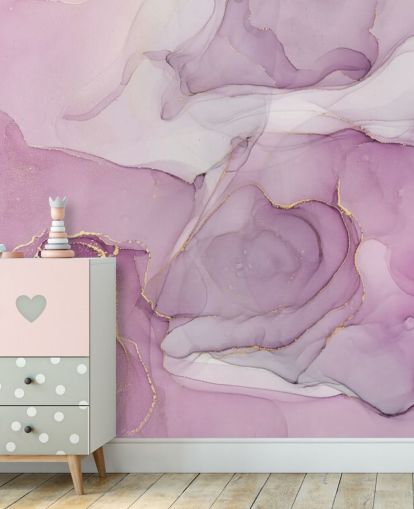 Papier Peint Fresque Aquarelle Tourbillon Violet et Violet