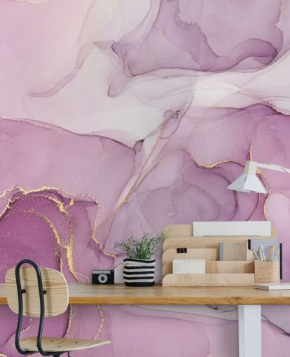 Purple and Purple Swirl Watercolour Mural