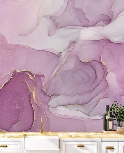 Purple and Purple Swirl Watercolour Mural