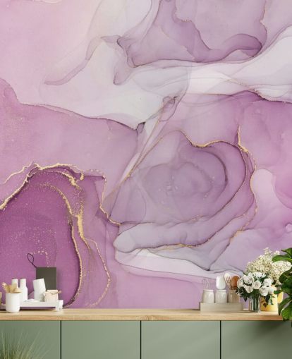 Purple and Purple Swirl Watercolour Mural