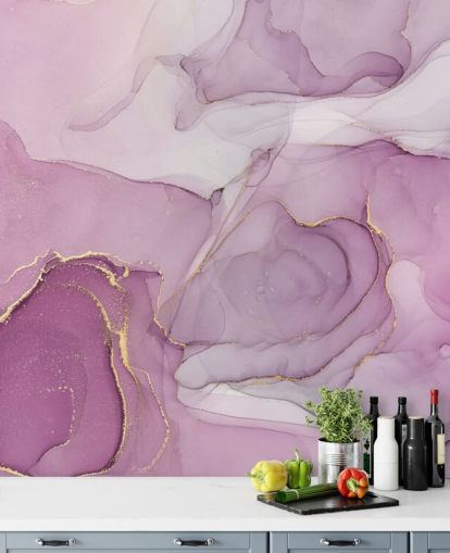 Purple and Purple Swirl Watercolour Mural