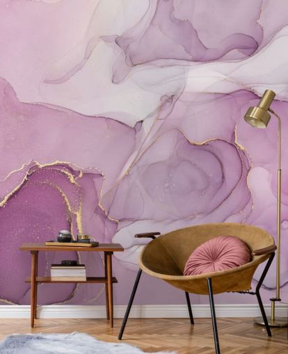 Mural Acuarela Remolino morado y morado