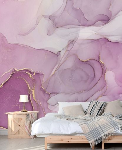 Lila Og Lilla Swirl Akvarell Mural
