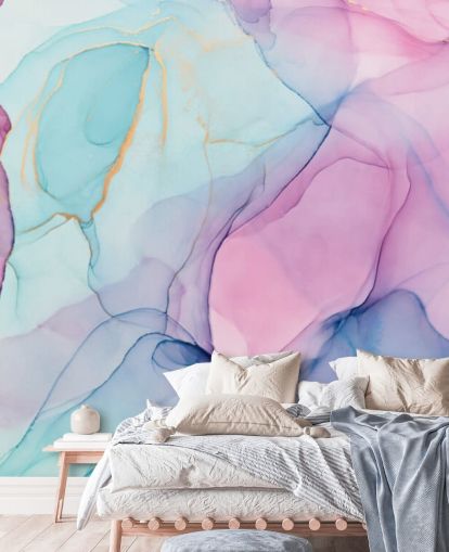 Pastel Pink and Blue Watercolour Wallpaper