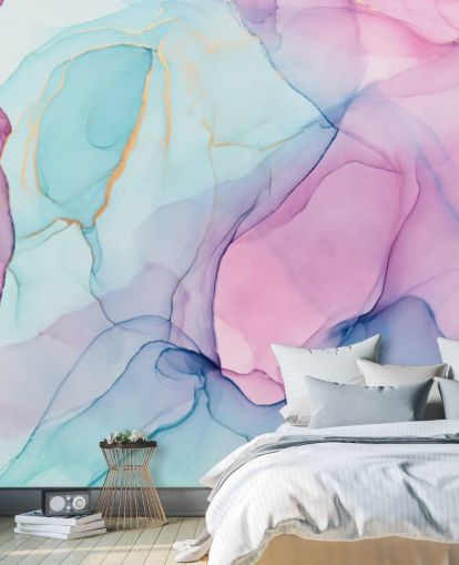 Pastel Pink og Blå Akvarel Baggrund