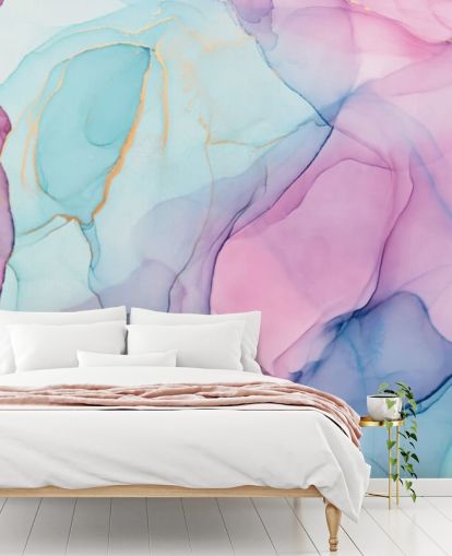 Pastellrosa und blaue Aquarell-Tapete