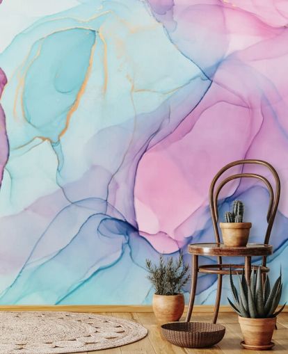 Pastel Pink and Blue Watercolour Wallpaper