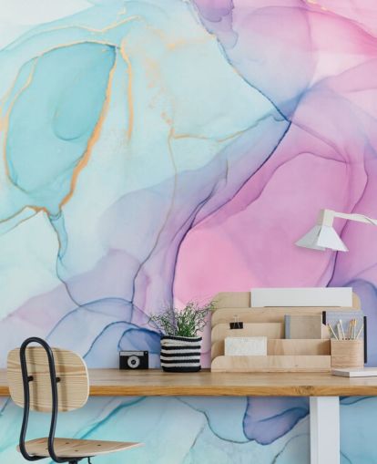 Pastellrosa und blaue Aquarell-Tapete