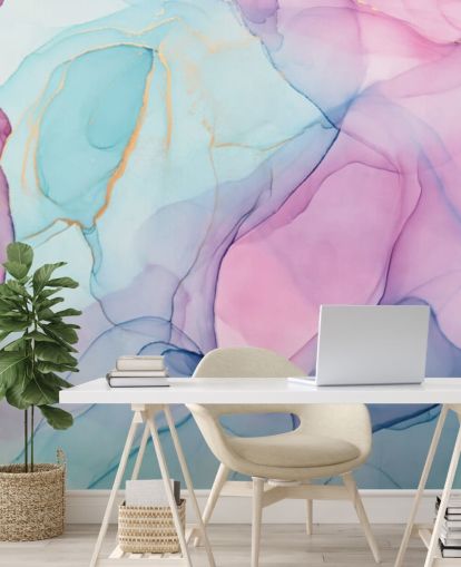 Pastel Pink og Blå Akvarel Baggrund