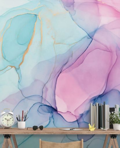 Pastellrosa und blaue Aquarell-Tapete