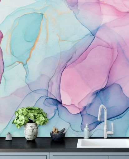 Pastell Rosa og Blå Akvarell Bakgrunn