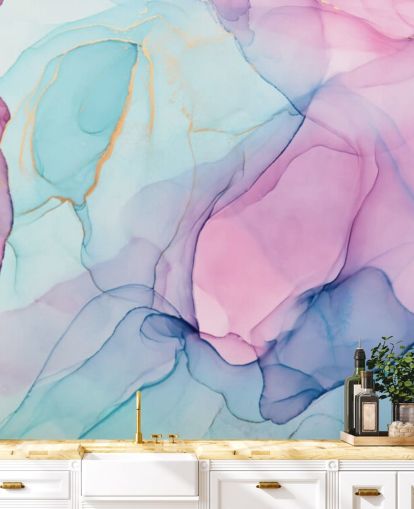 Pastel Pink og Blå Akvarel Baggrund