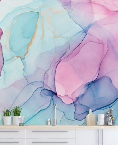 Pastel Pink and Blue Watercolour Wallpaper