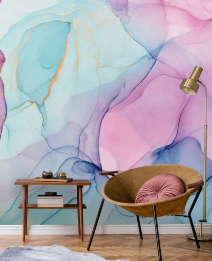 Pastel Pink and Blue Watercolour Wallpaper