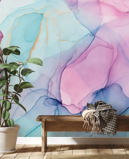 Pastellrosa und blaue Aquarell-Tapete