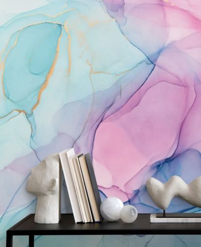 Pastel Pink and Blue Watercolour Wallpaper