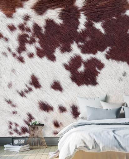 Gespikkelde bruine en witte bontprint muurschildering Gespikkelde bruine en witte bontprint muurschildering