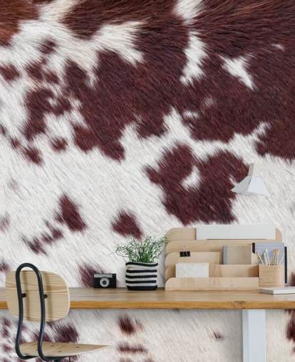 Gespikkelde bruine en witte bontprint muurschildering 