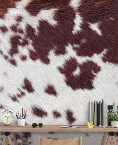 Gespikkelde bruine en witte bontprint muurschildering Gespikkelde bruine en witte bontprint muurschildering
