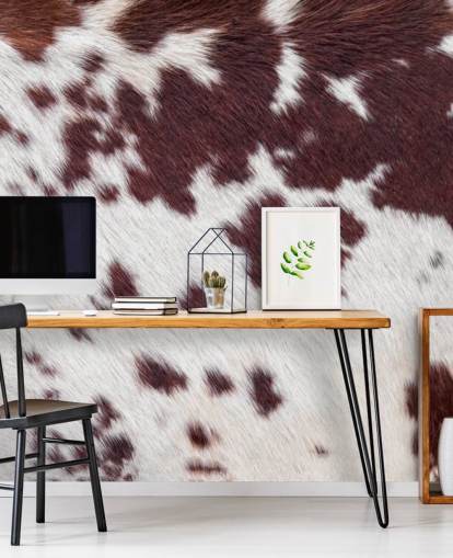 Gespikkelde bruine en witte bontprint muurschildering 