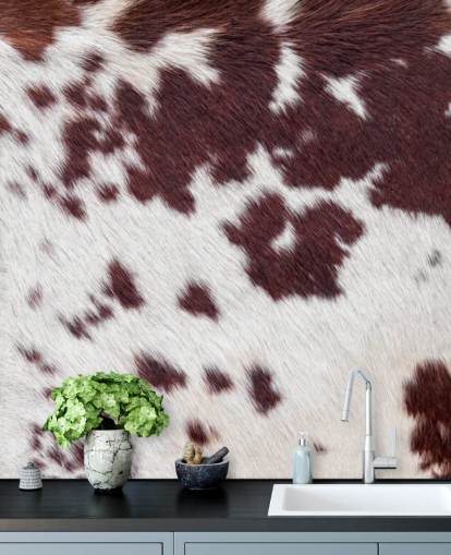 Mural Estampado de piel marrón y blanca moteada Mural Estampado de piel marrón y blanca moteada