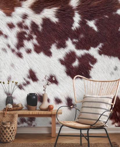 Decorazione murale con stampa in pelliccia maculata marrone e bianca 